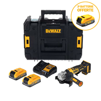 Meuleuse d'angle sans fil 18V 125 mm - DCG404S2T-QW Dewalt - En coffret avec 2 batteries 3,5 Ah Powerstack et chargeur + 3° batterie offerte