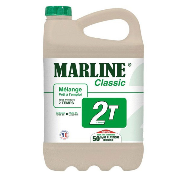 Mélange prêt à l'emploi pour moteurs 2 temps - Marline Classic 2T - Super carburant 95E5 + lubrifiant 3% - Bidon de 5 litres