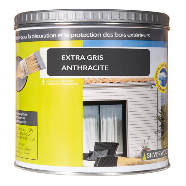 Peinture de retouche et de traitement des coupes pour bardage Extra Silverwood - Pot de 1,0 KG - Coloris Gris anthracite