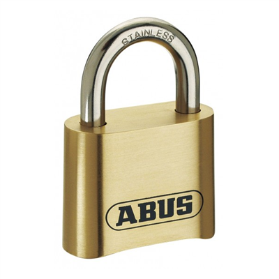 Cadenas à combinaison à 4 chiffres en laiton forgé Abus 180IB avec anse en inox de 25 mm - 53 x 75 mm