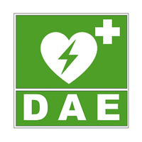 Panneau "défibrillateur" rectangulaire - 200 x 200 mm - PVC - Vert et blanc