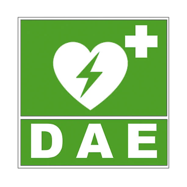 Panneau "défibrillateur" rectangulaire - 200 x 200 mm - PVC - Vert et blanc