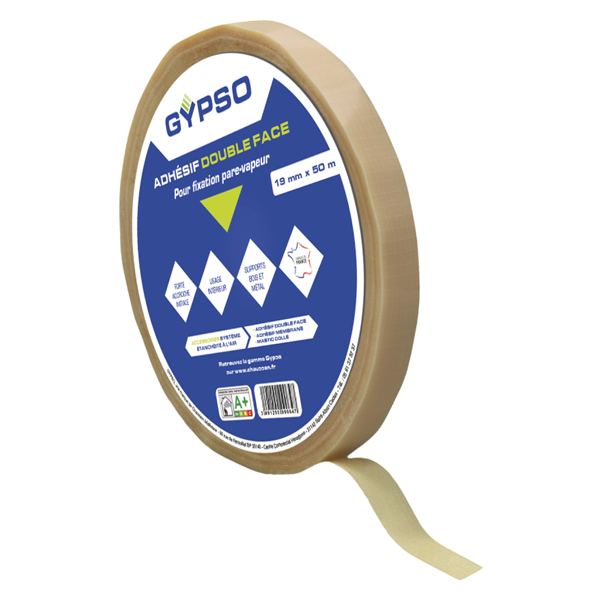 Adhésif double face pour fixation pare-vapeur Gypso - 19 MM x 50,00 M