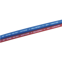 Tuyau de soudage jumelé oxygène acétylène ISO 3821 - 20 bar - diamètre 10 x 17 mm - longueur 20 m