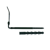 Arrêt de volet parpaing et brique creuse - Longueur 190 mm Tige Ø 10 mm - Acier noir - Lot de 2