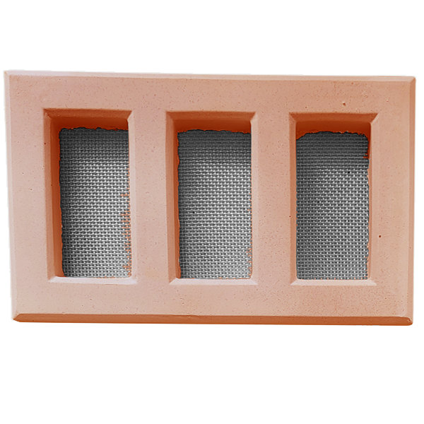 Claustra d'aération en Quartz Terrazo et Marbre avec grille en inox - 215,00 MM x 130 MM - couleur Terre cuite