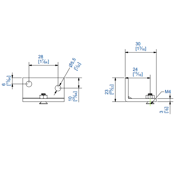 Support équerre renforcé Mantion 2529 pour fixation murale de rails 2525 et MA80A