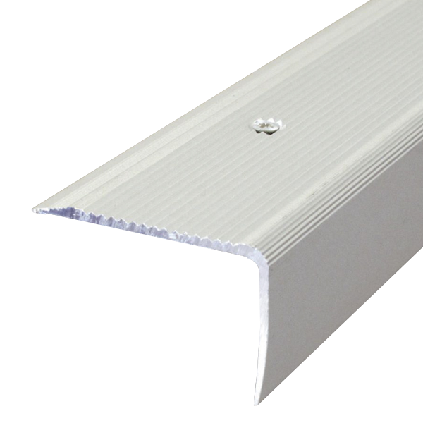 Nez de marche strié à visser Dinac 44V en aluminium anodisé naturel - 50 MM x 32,0 MM - longueur 3,00 M