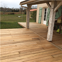 Lame de terrasse en bois exotique Garapa lisse - Classe 2 - 145 MM x 21,00 MM - Longueur 3,70 M