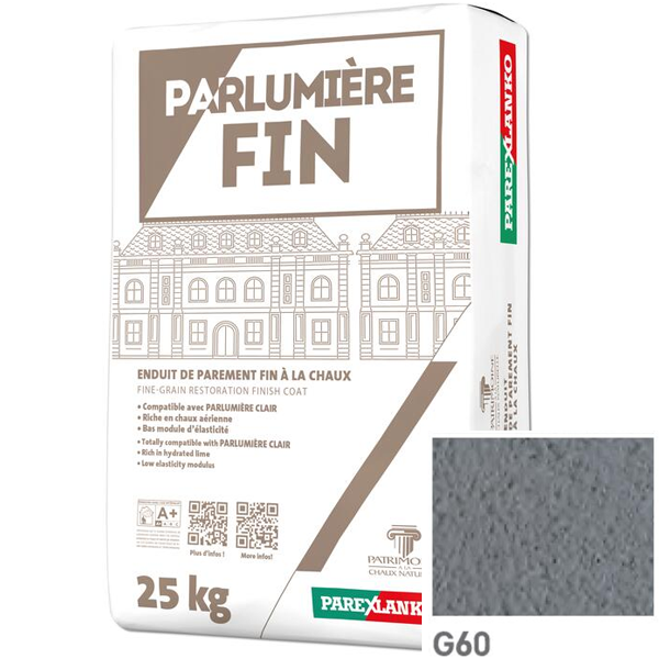 Enduit de parement à la chaux à grain fin Parexlanko Parlumière - Teinte G60 - Sac de 25 KG