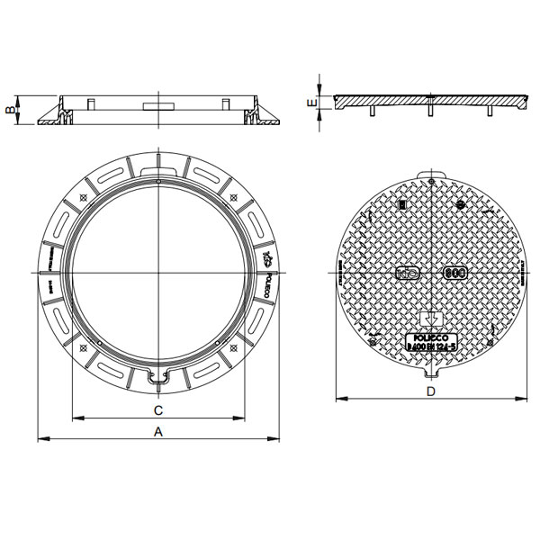 Tampon de regard composite rond - KIO 800 D400 - Vissé - couvercle libre - étanche et anti-odeurs - diamètre 840 mm