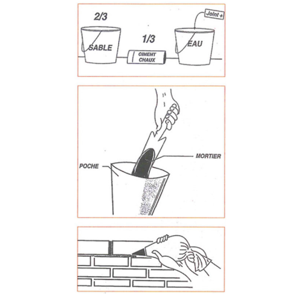Poche à joint carrelage Taliaplast avec 1 embout réducteur et 2 doses d'adjuvant