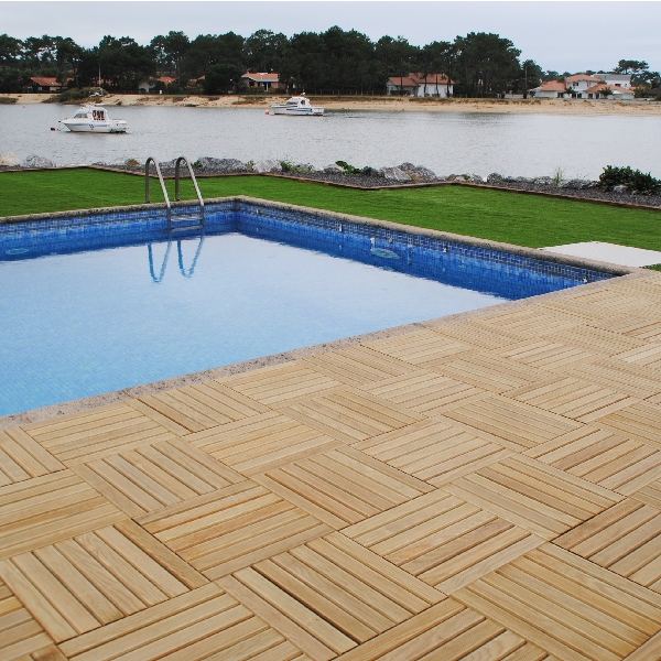 Dalle caillebotis bois - Lames striées - Pin maritime - Classe 4 traité Marron - 50 x 50 cm - ép. 44 mm