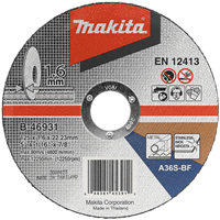 Disque à tronçonner métal inox A36S Makita 125 x 22.23 x 1.6 mm