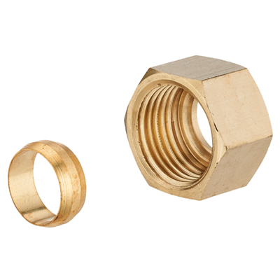 Écrou avec olive bicône Femelle pour tube en cuivre - Diamètre 14 mm - F 15 x 21 - Cuivre