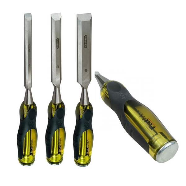 Coffret de 3 ciseaux à bois Fatmax Stanley - largeurs 10 - 15 - 20 mm avec protège-lames