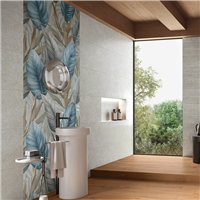 Faïence salle de bain en grès cérame fin rectifié - Mockup - 100,0 CM x 40,0 CM - ép. 7,00 MM - Ostuni White Silk