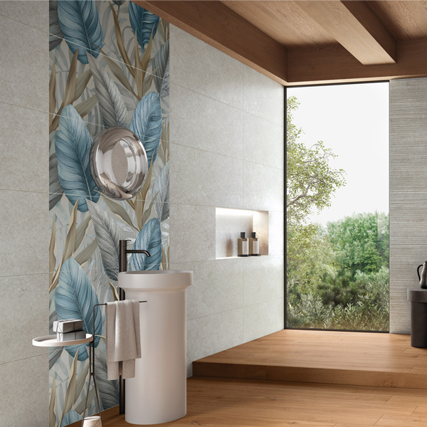 Faïence salle de bain en grès cérame fin rectifié - Mockup - 100,0 CM x 40,0 CM - ép. 7,00 MM - Ostuni White Silk