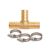 Raccord cannelé de dérivation en té avec 3 colliers de serrage - Fitt - Diamètre 19 mm - Laiton