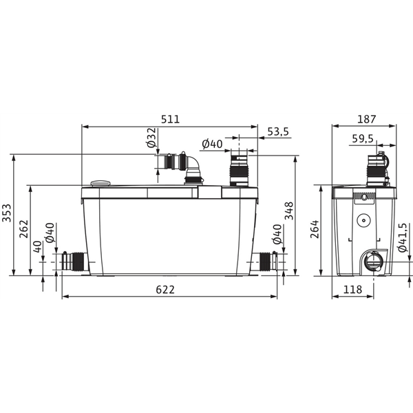 Station de relevage compacte Wilo-HiDrainlift3-37 (4191680)