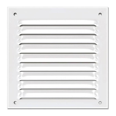 Grille de ventilation à persienne avec moustiquaire - 100 x 100 mm - Aluminium - Blanc