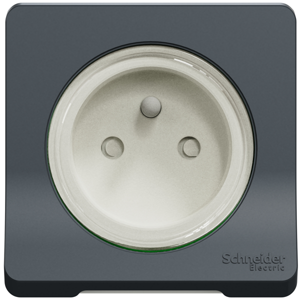 Prise de courant 2P+T Schneider Mureva Styl - IP55 - IK08 - gris anthracite - 16A 250V