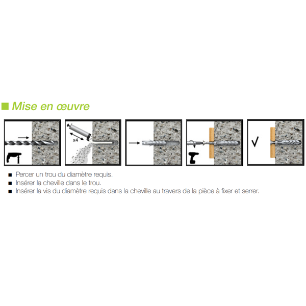 Cheville nylon à expansion avec collerette Edia Ø 6 mm Longueur 30 mm - Gris - Boîte de 100