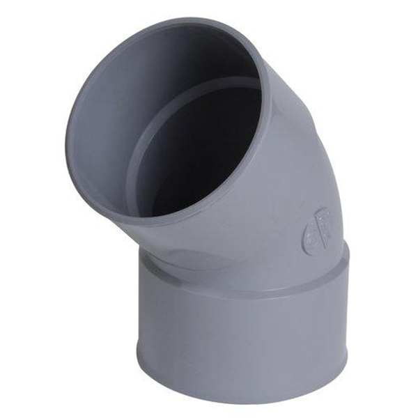 Coude d'évacuation à 45° Femelle/Femelle - PVC gris - diamètre 140 mm - Nicoll