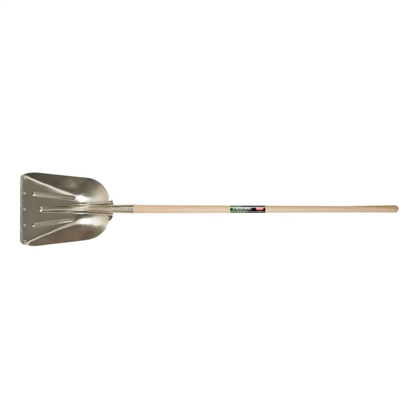 Pelle à grain Polet aluminium 410 x 330 mm renforcée, manche frêne de 130 cm