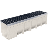 Caniveau en béton polymère MEADRAIN SV 2000 avec feuillures acier galvanisé et grille fonte C250 - Largeur 200,0 mm - Longueur 1 m