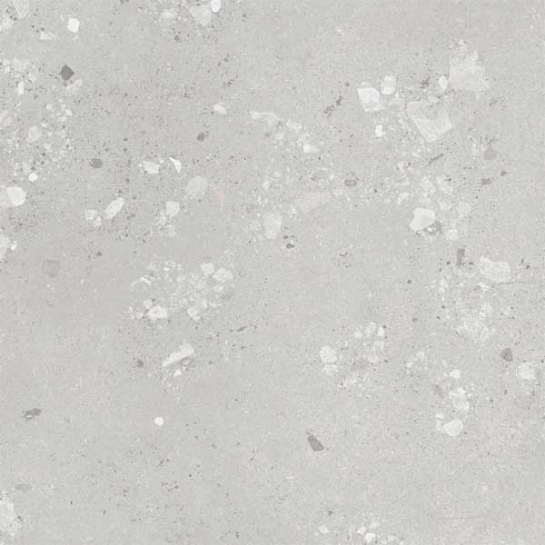 Carrelage sol intérieur effet terrazzo en grès cérame émaillé avec surface ABS - Castone - 80,0 CM x 80,0 CM - ép. 10,00 MM - Gris ciment