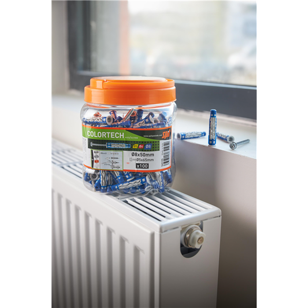 Cheville bi-matière universelle avec vis tête hexagonale - Colortech - 8,0 MM x 50,0 MM - 100