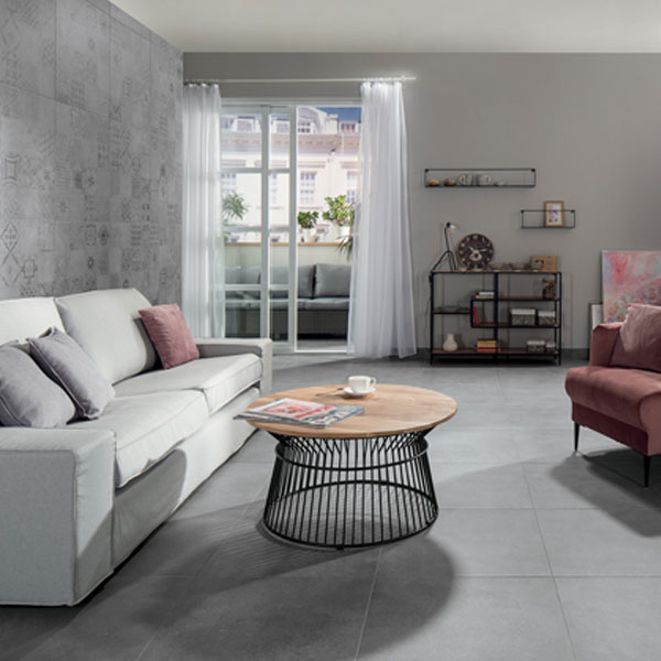 Carrelage intérieur effet béton ciré en grès cérame émaillé - Betonico - 45,0 cm x 45,0 cm - ép. 8,00 mm - Gris