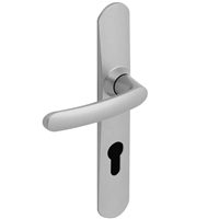 Ensemble poignée de porte à clé en I Vachette Slim - chromé satin - entraxe fixation 165 mm - carré 7 mm