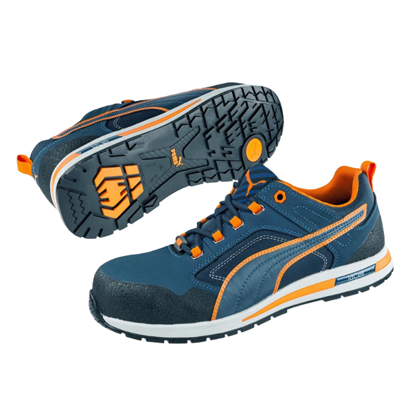 Chaussure de sécurité S3 Puma Crosstwist Low orange et bleu – Taille 40