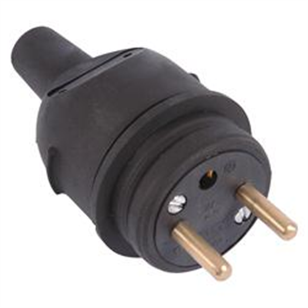 Fiche mâle 2P + terre diamètre 4.8 mm étanche couleur noir 16 A