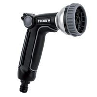 Pistolet d'arrosage multi jets - 9 jets - Bi matière Métal - Techn'O Fitt - Noir et gris