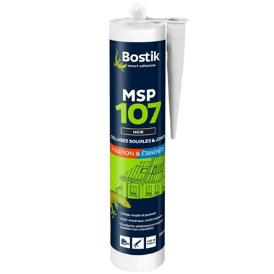 Mastic multi-usages colle et joint - Bostik MSP 107 Noir - cartouche 290 MLT