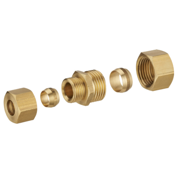 Raccord jonction bicône réduit pour tube en cuivre - Diamètre 14 - 12 mm - À visser - Cuivre