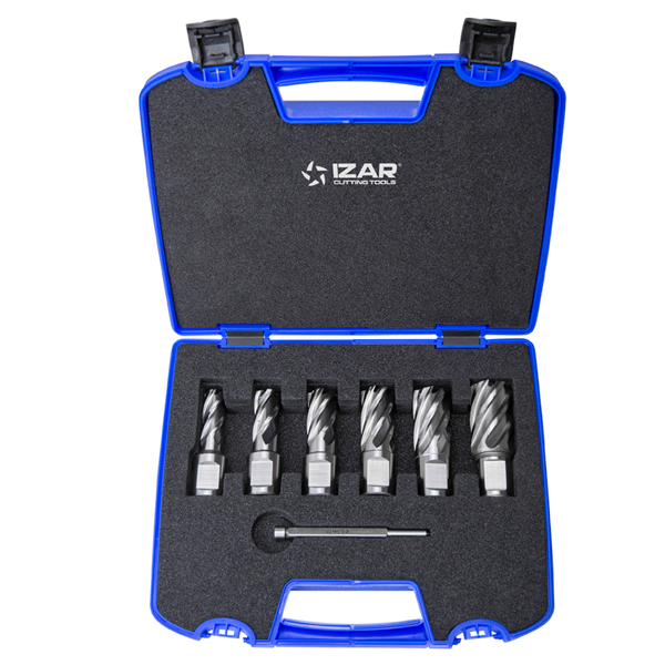 Set de fraises à carotter HSS 4070 pour perceuse magnétique - Izar - 12-14-16-18-20-22 mm