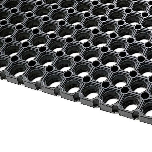 Tapis caillebotis IDS en caoutchouc noir 80 x 120 cm épaisseur 17 mm