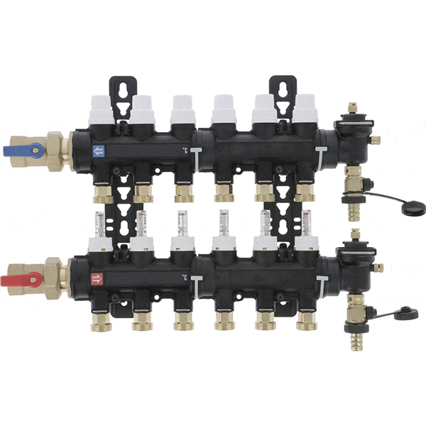Collect. HYDRONIC Ø1"-6 circuits *6716F1 Ensemble complet-Matériaux de Synthèse