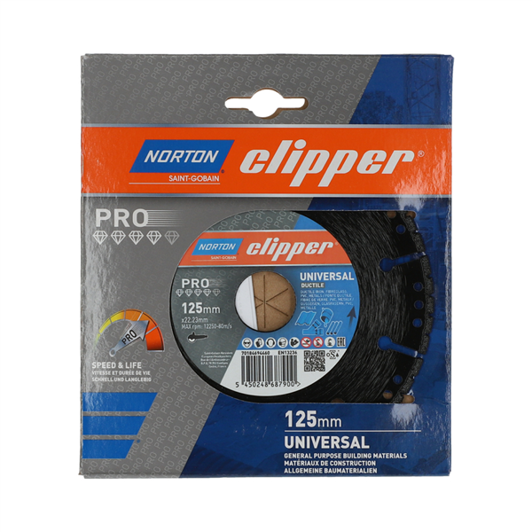 Disque diamant PRO UNIVERSAL DUCTILE - 125x22.23mm Norton Clipper
