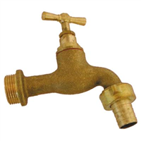 Robinet d'arrosage extérieur 20 x 27  à clapet - Raccord au nez 15 x 21 mm - Laiton