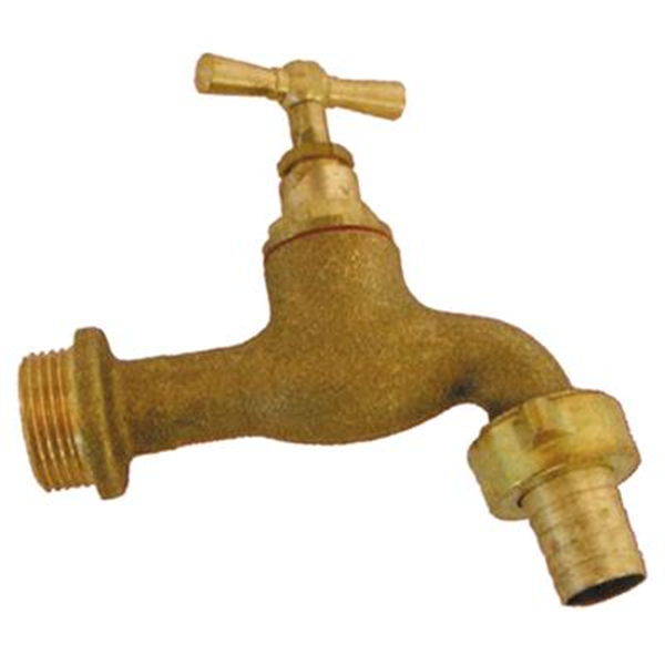 Robinet d'arrosage extérieur 20 x 27  à clapet - Raccord au nez 15 x 21 mm - Laiton