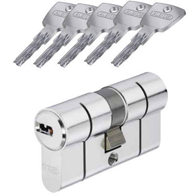 Cylindre haute sécurité Abus D66 à 6 goupilles pour serrure à profil européen - 5 clés - 40 x 50 mm