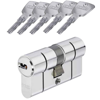 Cylindre haute sécurité Abus D66 à 6 goupilles pour serrure à profil européen - 5 clés - 40 x 60 mm