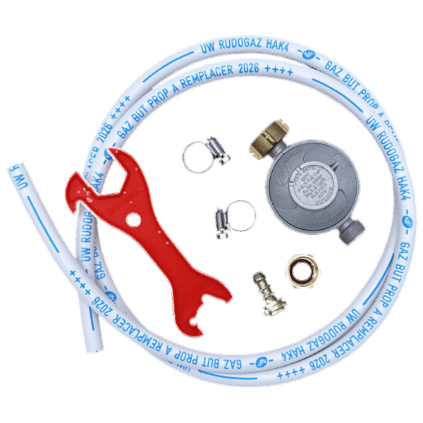 Tube caoutchouc souple 1,50 m Ø 6x12 - Ensemble détenteur butane tétine et clé de serrage