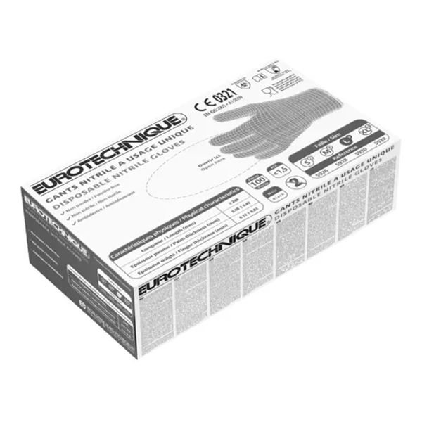 Gant à usage unique nitrile noir non poudré Taille 10 - Boîte de 100