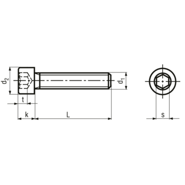 Vis à métaux tête cylindrique six pans creux inox A4 DIN 912 ISO 4762 M8x25 filetage total - boîte de 100